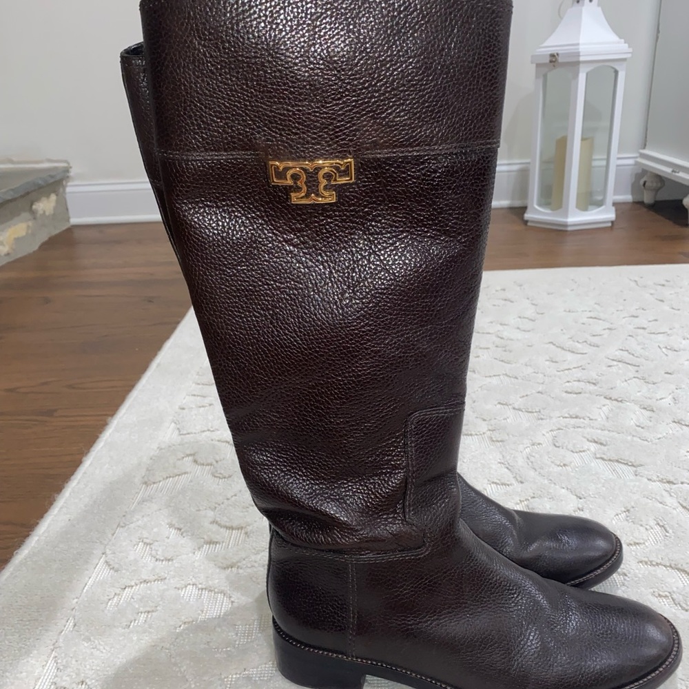 Tall dark brown Tory Burch boots